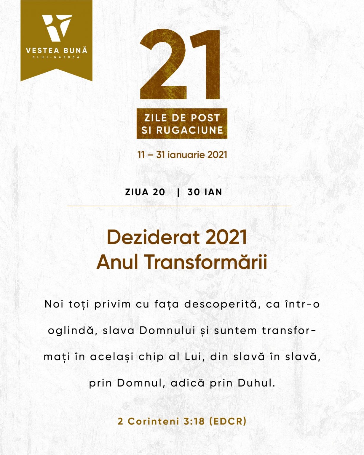 ZIUA 20 – 21 Zile de Post și Rugăciune: Transformați prin Duhul