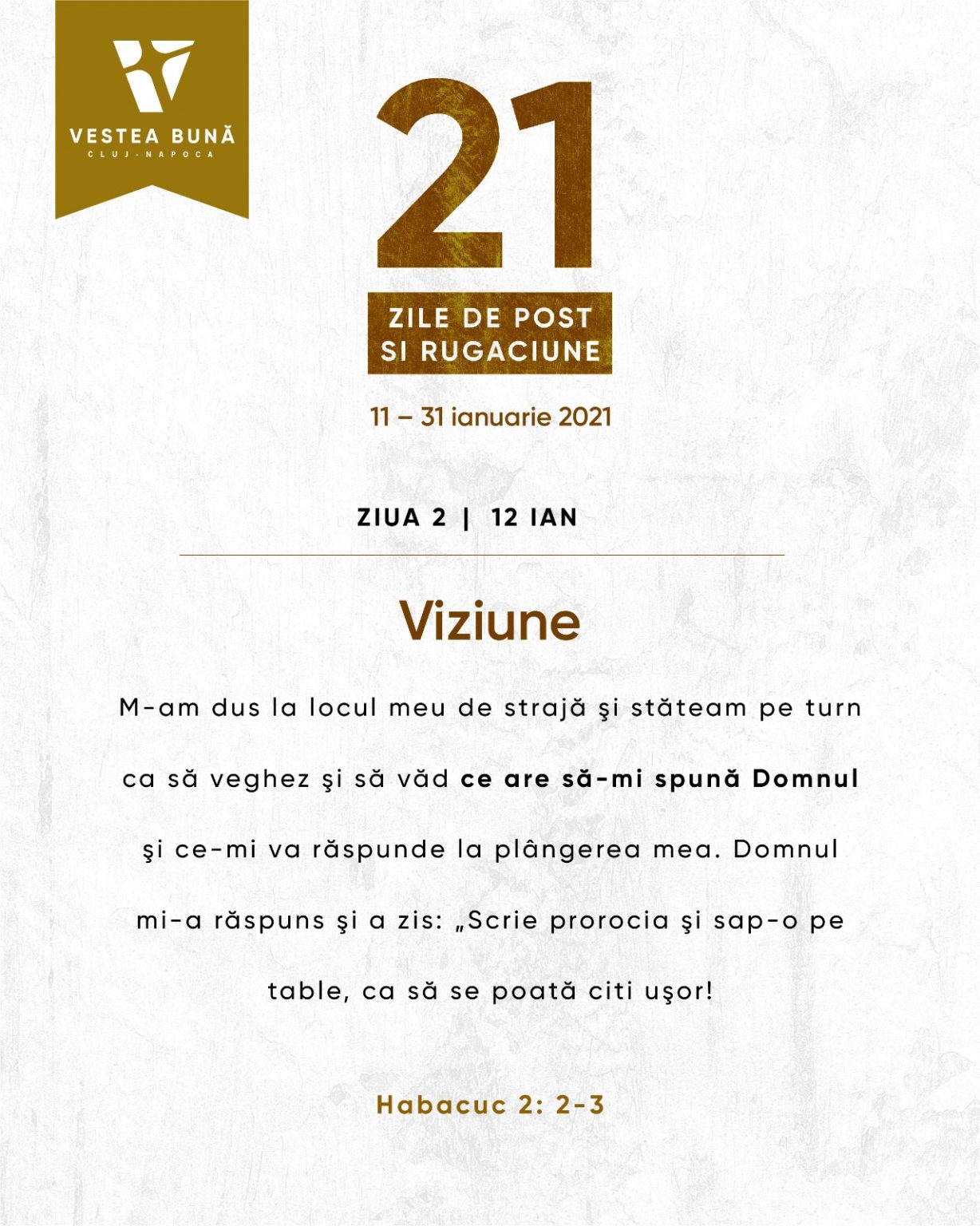 ZIUA 2 – „21 Zile de Post și Rugăciune”: Viziune
