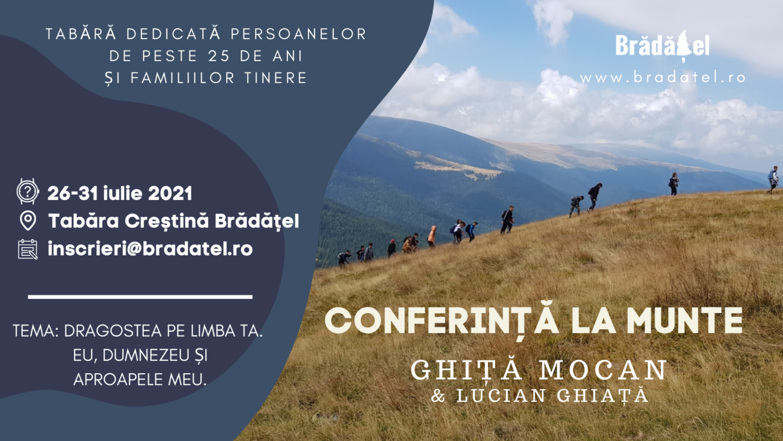 Conferința pentru Tineri 25+: „Dragostea pe limba ta”, la Brădățel