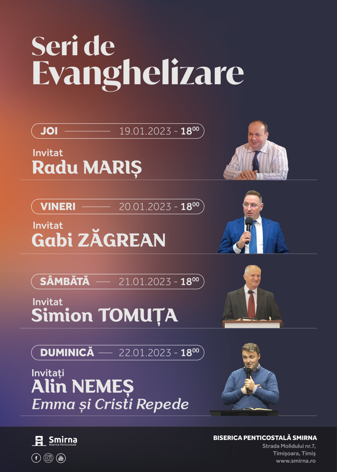 Seri de evanghelizare la Biserica Smirna din Timișoara